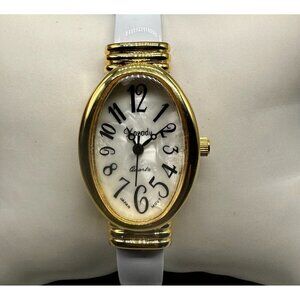 3/$30 Xanadu Watch Women Gold Tone White Cuff Band Easy Read Dial 6.25"